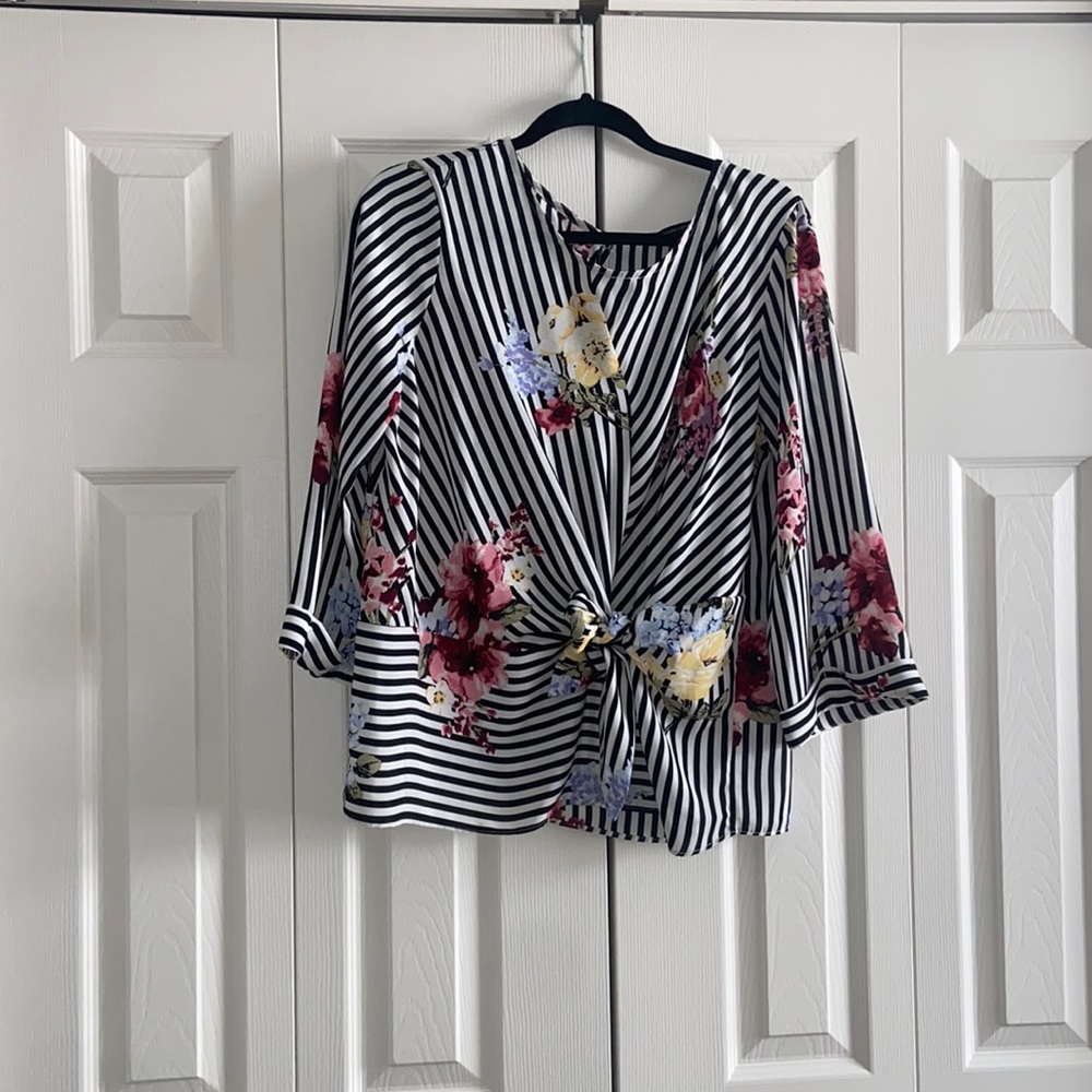 Signature Studio striped and floral blouse